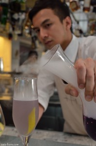 tippling club- pouring Aviation cocktail