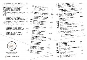 Common Room Tapas Menu 