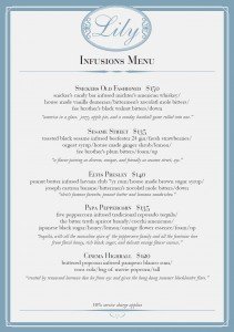 lily  & bloom infusion cocktails menu
