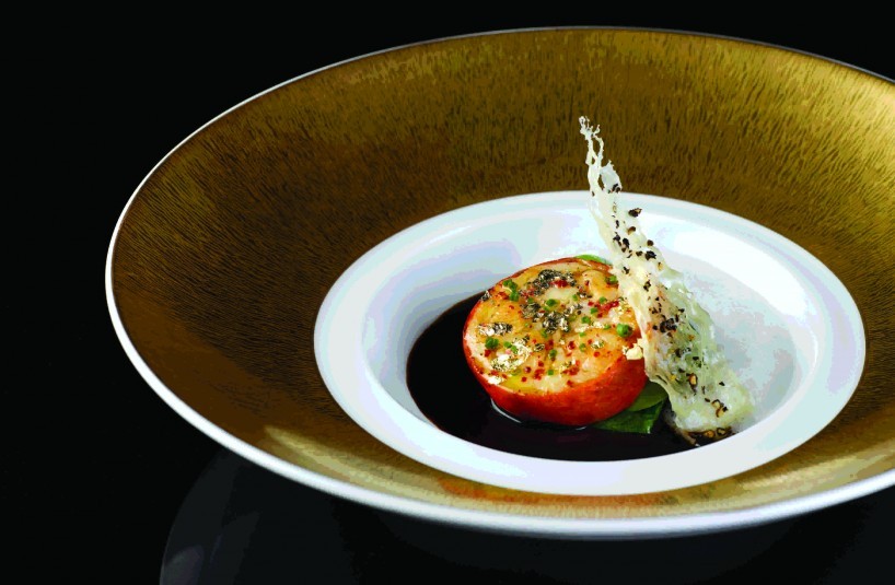 LE HOMARD - roasted lobster with small spinach leaves flavored with black pepper sauce