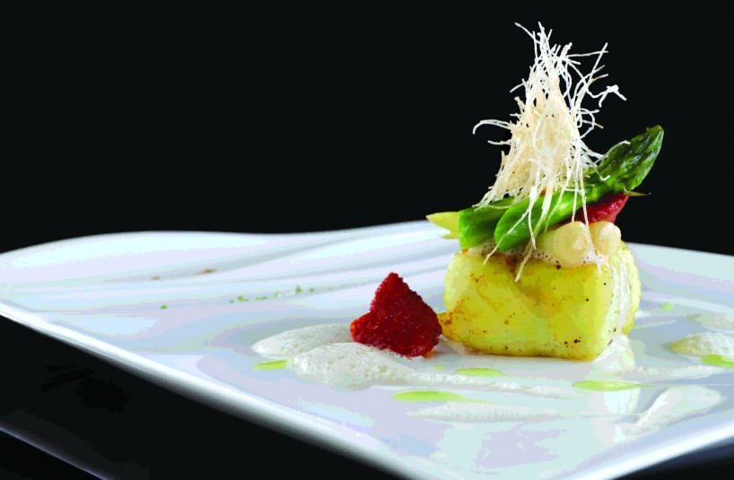 Pan fried turbot with lemongrass & stewed baby leeks